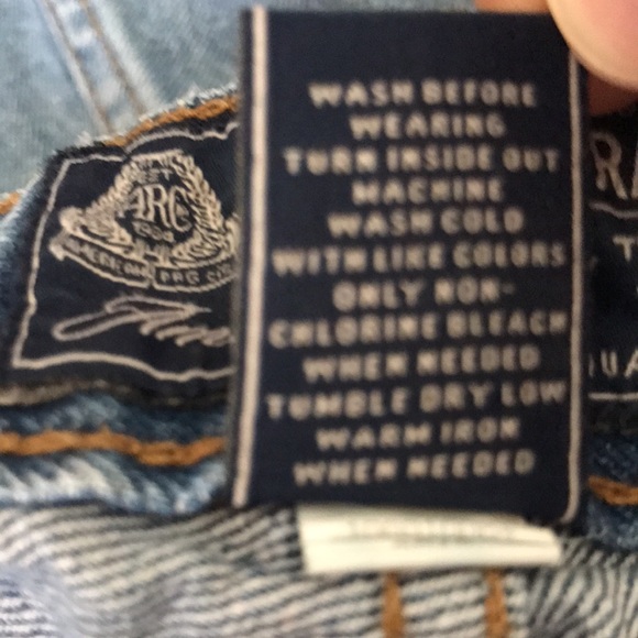 American Rag blue distressed/patched jean shirts size 38 - Picture 6 of 6